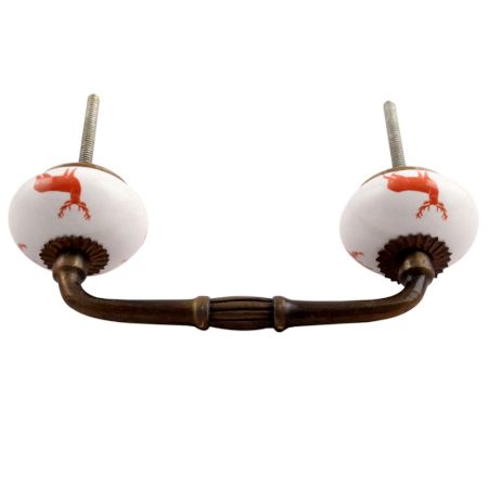 Peach Standing Rein Deer Pattern Ceramic Bridge Handle